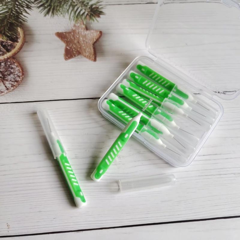 Dual-Color Orthodontic Interdental Brush for Gap and Bracket Cleaning