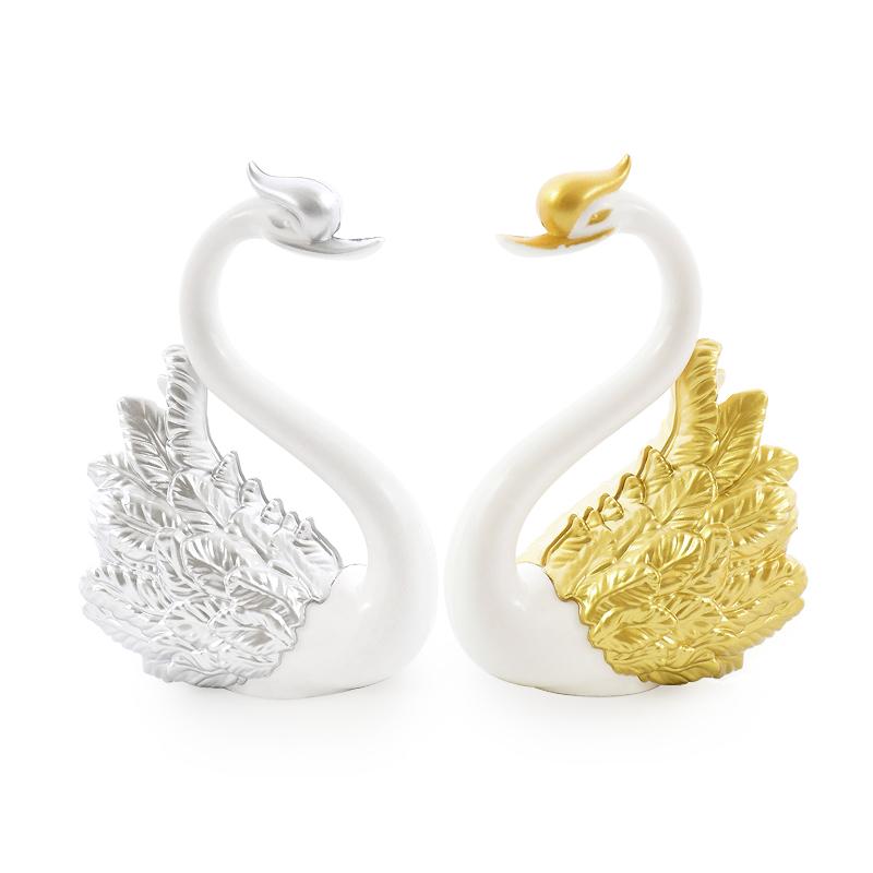 1 Pair Couple Swan Cake Topper Wedding Anniversary Cake Decoration Supplies Birthday Party Cake Dessert Baking Decor Ornaments