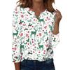 Women's Fashion Casual H Printed V-Neck Long Sleeve Decorative Button T-Shirt Tops