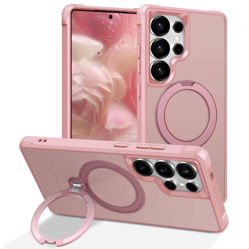 For Samsung Galaxy S25 Ultra Magnetic Case Kickstand TPU PC Shockproof Phone Back Cover