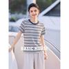 Basic House Women's Striped Cotton Short-Sleeve T-Shirt