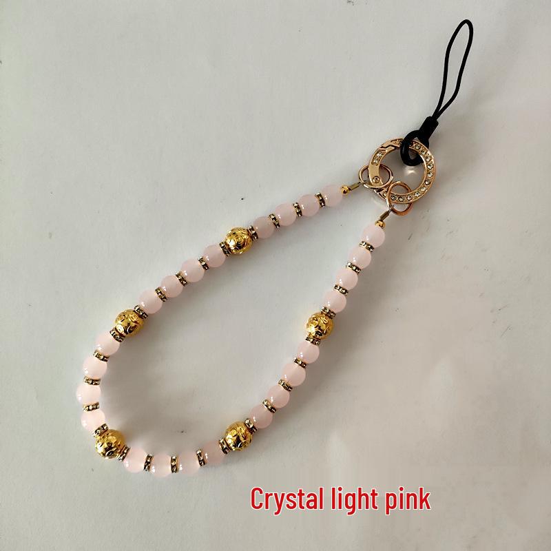 Crystal Glass Bead Phone Lanyard: Anti-Lost Fashion Accessory Keychain