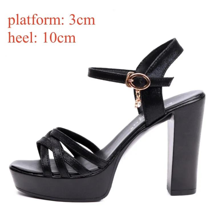 Small Size 33-43 Elegant Patent Leather Shoes Women's Platform Sandals Summer 2025 Block High Heels Sandals Office Model Mom