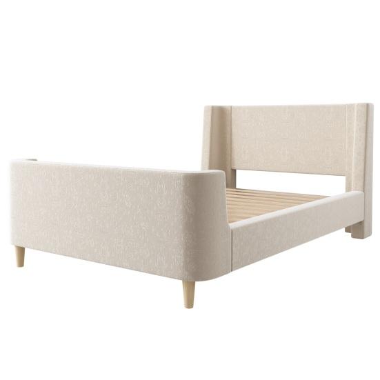Upholstered Bed Bed. Children Bed Single with Universe Pattern 90 Kids x 200cm for Boys & Girls Beige Velvet (without Mattress)