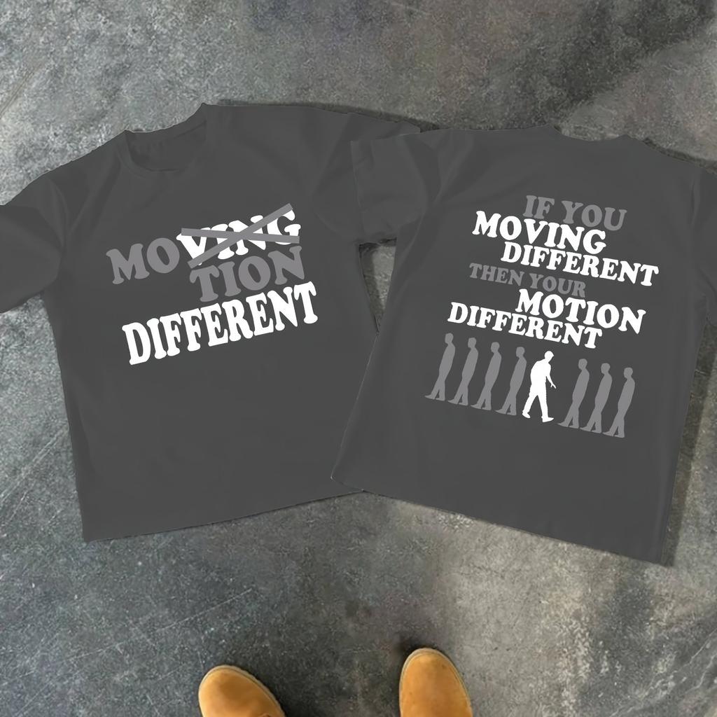 American Y2K Men's T-shirt Moving You Different Print Summer New Retro Fashion Men's and Women's Streetwear