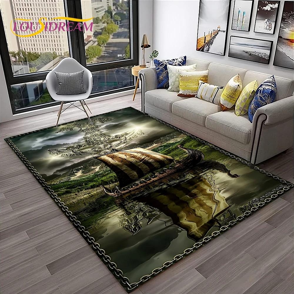 3D Piratenschiff Boot, Segelboot, Barke Teppich für Zuhause Wohnzimmer Schlafzimmer Sofa Fußmatte Dekor, Kinderbereich Teppich Rutschfeste Bodenmatte