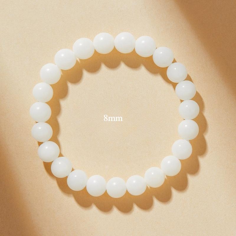 Natural White Jade Bodhi Bracelet Womens Meditation Beads Bodhi Root Wenwan Beaded Bracelet Yoga Prayer Jewelry Gift 8mm