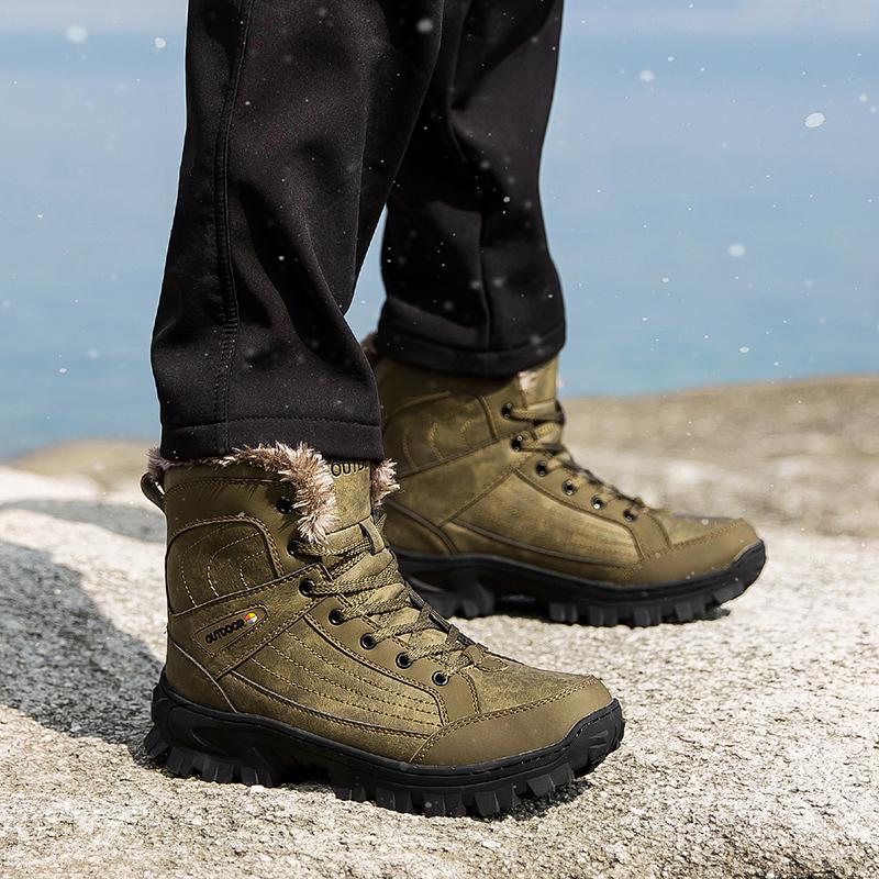 Winter Mens Boots Outdoor Non Slip Hiking Boots Lace Up Platform Boots Winter Super Warm Snow Boot Winter Sneakers for Men Botas