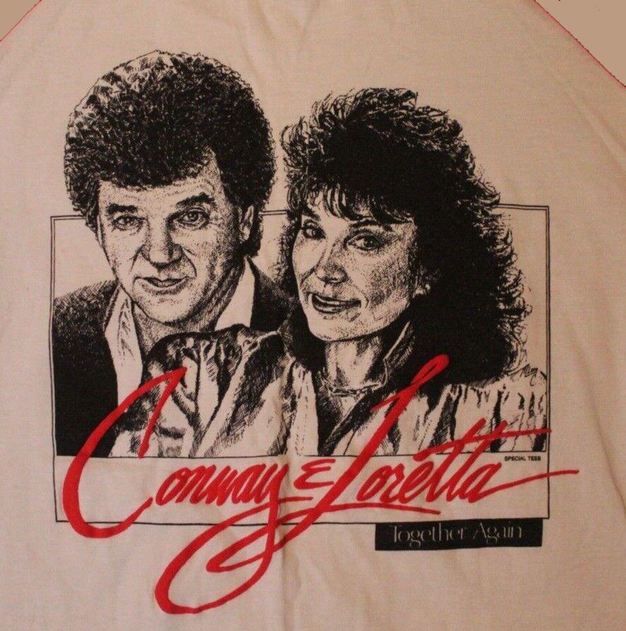 Винтажная футболка Conway Twitty и Loretta Lynn  Together again  1987 года NA842 Унисекс XL