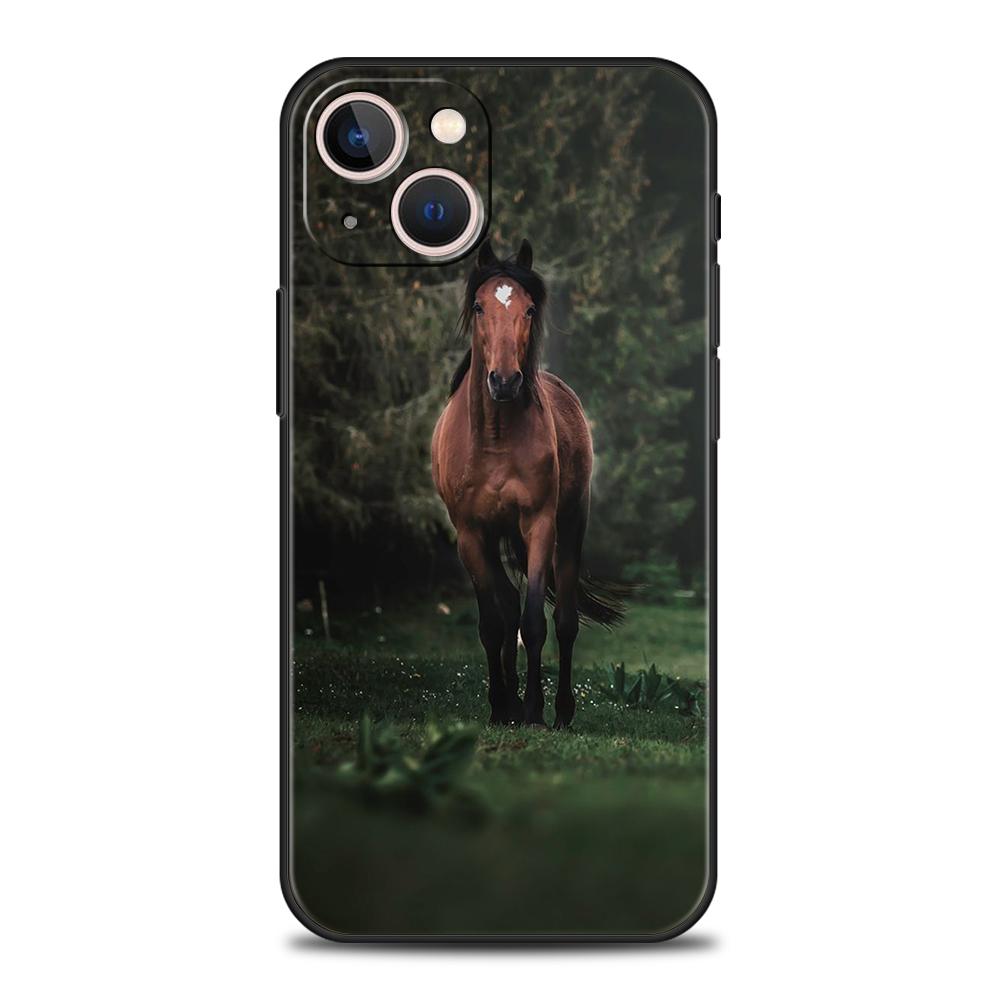 Horse Phone Case Cover for iPhone 15 14 13 12 Pro Max XR XS X 11 7 8 Plus SE 2020 13 Mini Silicone Soft Shell Capas Bags Coque