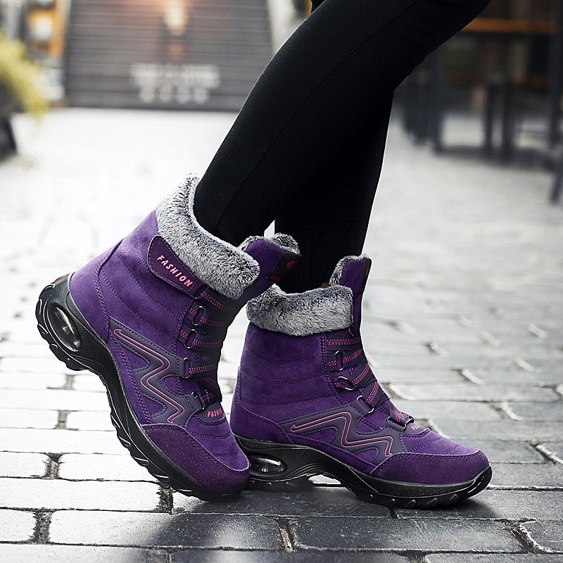 Winter Snow Boots Women Shoes High Top Warm Plush Outdoor Hiking Shoes Women Anti-slip Thick-soled Thick-soled Women Shoes