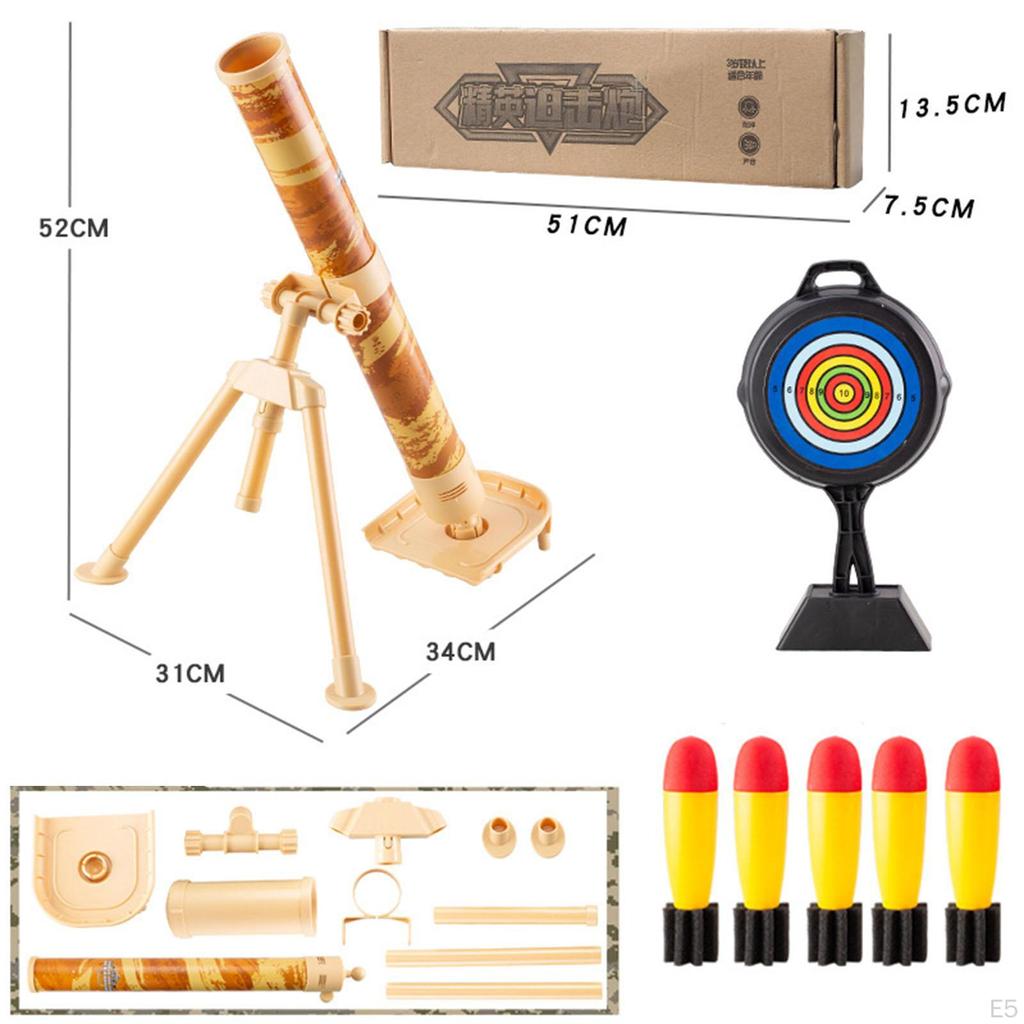 Mortar Launcher Playset Rocket Set with 5 Foam Shells, Soft, for 6-12 Years Old