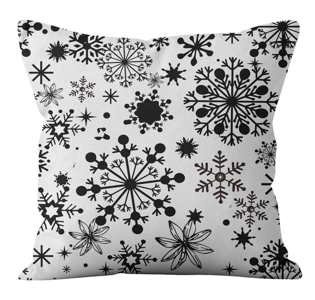 Merry Christmas Decoration Pillow Pillowcase Black White Plaid Cushion Cover Home Sofa Chair Short Plush Material
