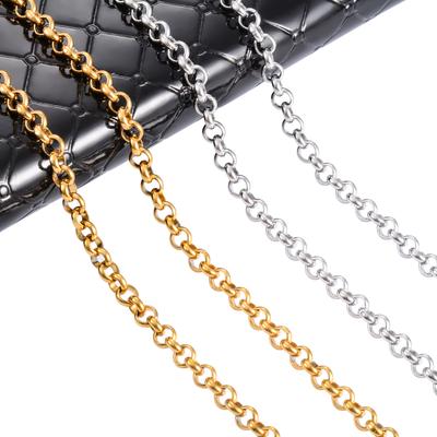 Classic Stainless Steel Necklace for Women Men Round Rolo Link O Chain Choker On the Neck Jewelry Accessories Copper/Gold Color