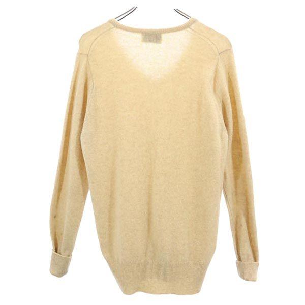 Lacoste 70s Vintage Wool Long Sleeve V Neck Knit 3 Beige Sweater Men's Used