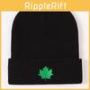 Stylish Round Top Knit Hat With Maple Leaf Embroidery For Women Winter