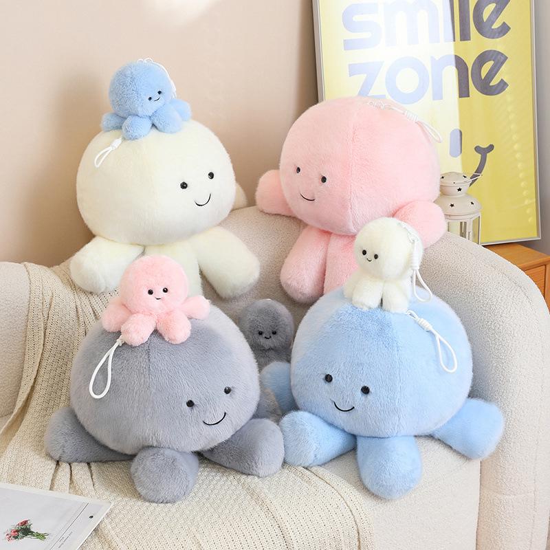 Rotating Octopus & Jellyfish Plush Doll Pillow - Cute Cartoon Stuffed Toy Gift for Girls