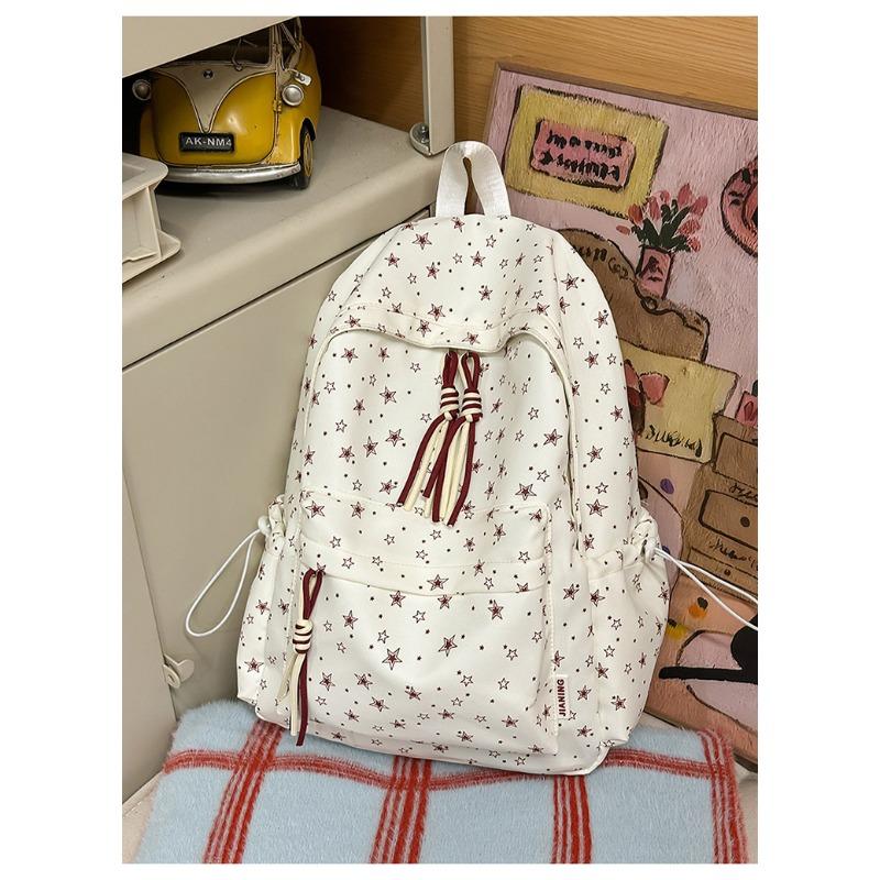 

Korean small fresh schoolbag female college student simple star backpack lightweight large capacity high school backpack