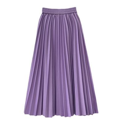 DX~~Korean Version Versatile Temperament High Waisted A-line Pleated Skirt, Spring New Mid Length Large Swing Skirt for Children
