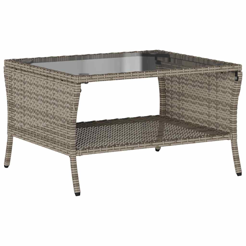 2 Seater Garden Sofa with Cushions & Table Grey Poly Rattan