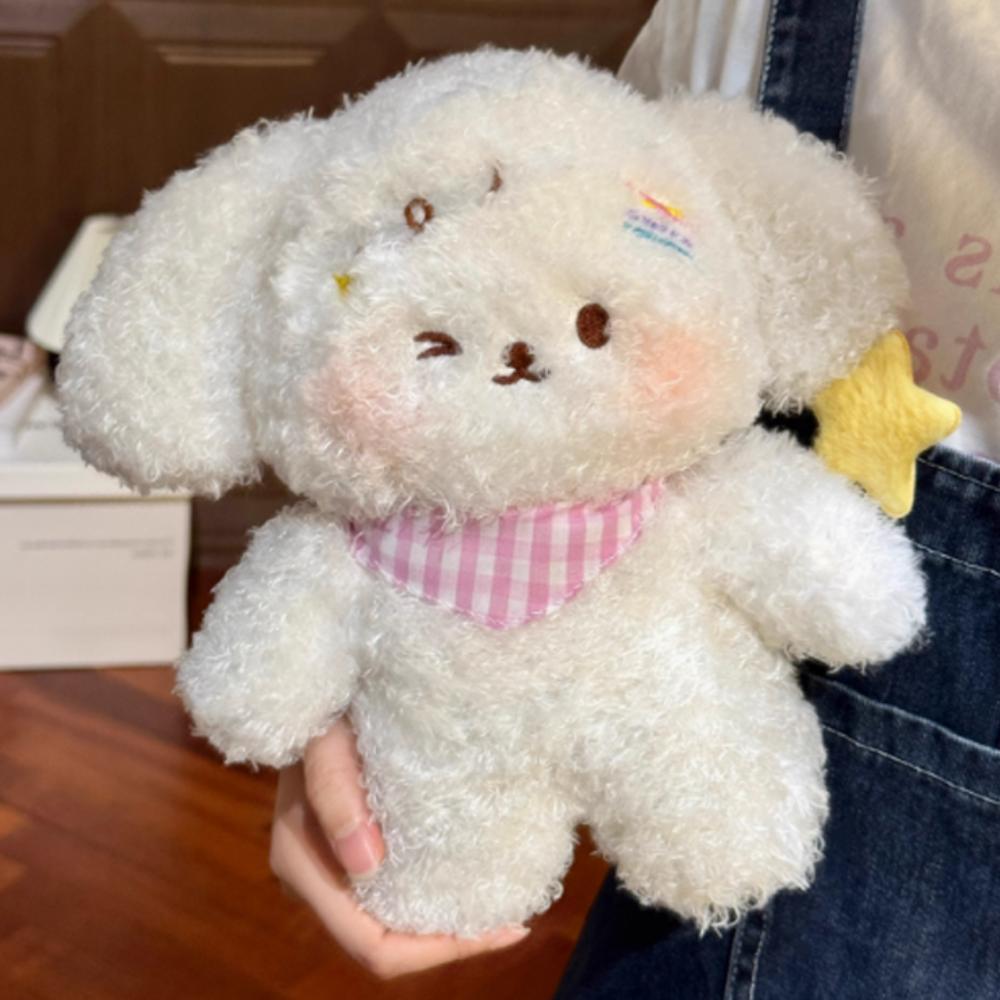 Wear Scarf Little Dog Plush Toy Puppy White Dog Doll Creative Small Dog Plush Doll  Birthday Gift