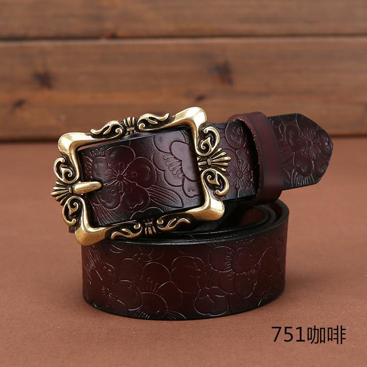 Genuine Womens Leather Belt Simple Design Alloy Buckle Casual Formal Attire