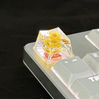 Translucent Dried Flower Keycaps OEM R4 Gypsophila Mechanical Keyboard Keycap Decoration Dried Flower Resin Keycap