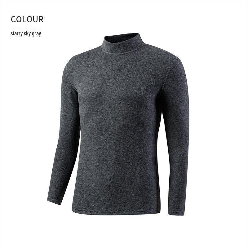 Unisex White Long-Sleeve Thermal Top - Korean Style Half Turtleneck for Autumn/Winter