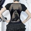 Sommer Hot Girl Kurzarm Dark Style Street Vielseitig bedrucktes T-Shirt für Damen