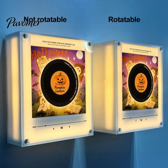 Sada magnetů na gramofon, Vinylový magnet na ledničku, s 9 programovatelnými deskami, 128MB paměť, Bez hudby, LED noční světlo s pamětí, NFC magnetický vlastní
