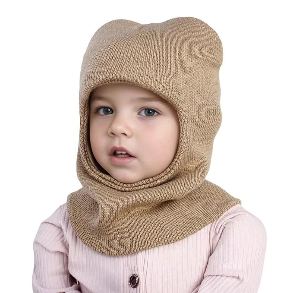 Bonnet Cagoule Bébé en Laine Hiver Chaud Enfants Chapeau Protection Oreilles Mode Bonnet Écharpe