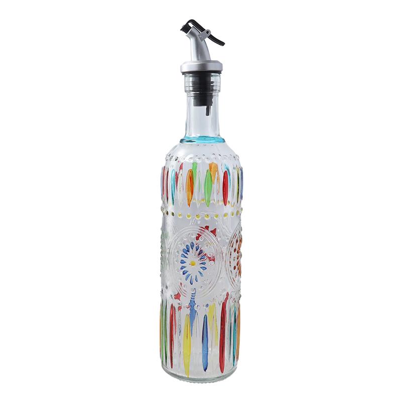 1PC Bottled Bottle Kitchen Supplies Soy Sauce Vinegar Bottle Home Decoration Hand-painted Oil Bottle Round 30x5.5cm