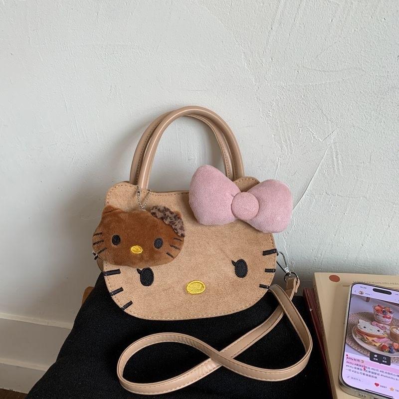 Hello Kitty Cartoon Shoulder Bag For Girls With Pu Material And Spacious Storage