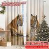 2pcs   2D FLAT PRINTING Curtains (Without Rod) Tiger Duo Halloween Festival Creative Curtains Machine Washable Fabric Curtains