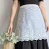 White Lace Embroidered Half Waist Apron Waterproof Cottagecore Kitchen Cooking Apron