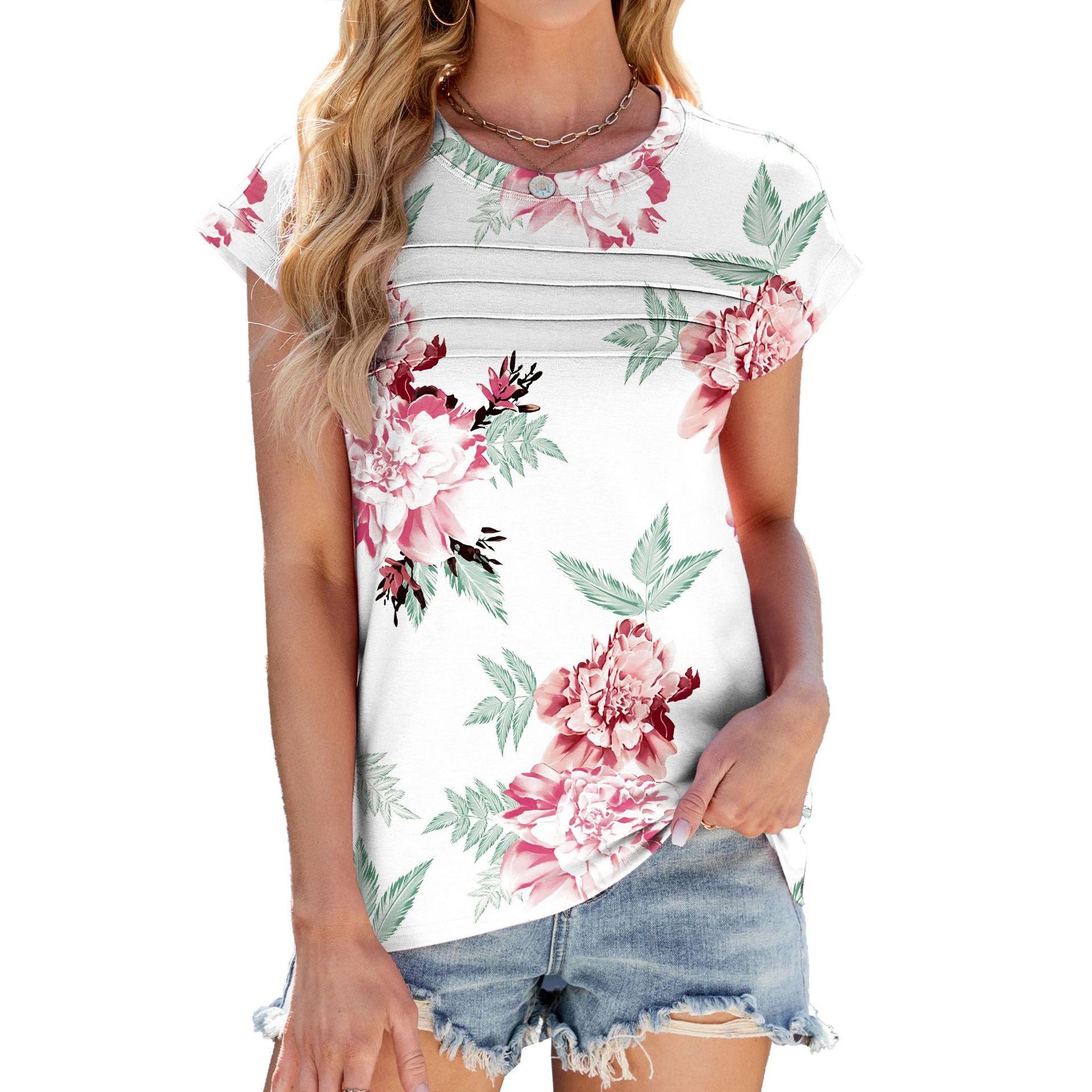 Летняя новая принтованная полосатая футболка с круглым вырезом и короткими рукавами для женщин S белый