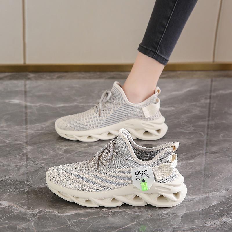 

Летние женские дышащие кроссовки из ткани Flyknit - Модные и удобные беговые кроссовки 35 бежевый