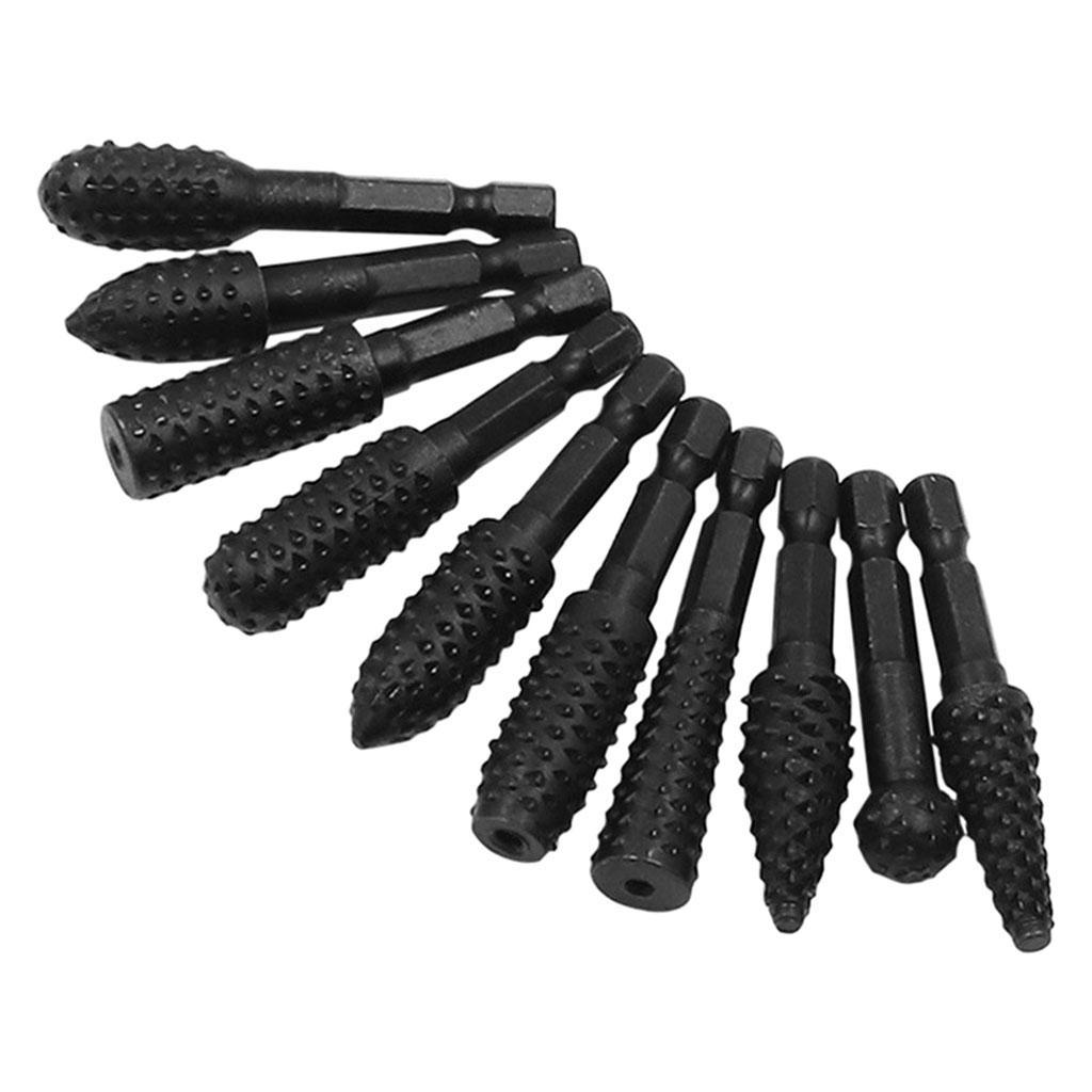 10 Pieces of Woodworking Rotary File Twist Drill, Grinding Head File, (1/4")