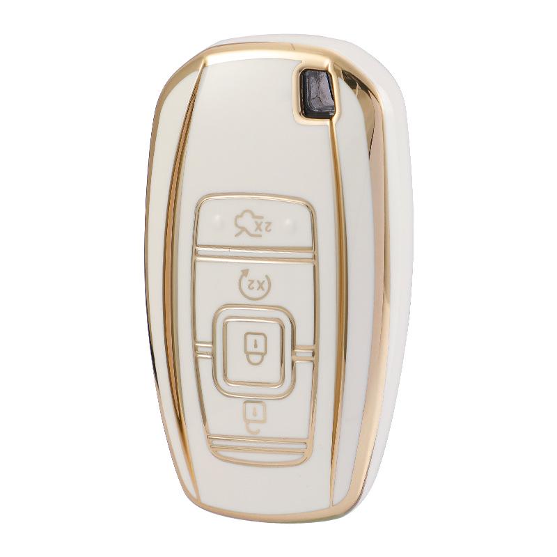 Lincoln Key Case for Aviator, Navigator, MKZ, Continental - TPU Gold Edged Protective Shell with Buckle