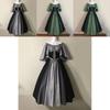 Elegant Vintage Color Blocked Maxi Dress With Flowy Sleeves And Cinched Waist For Women