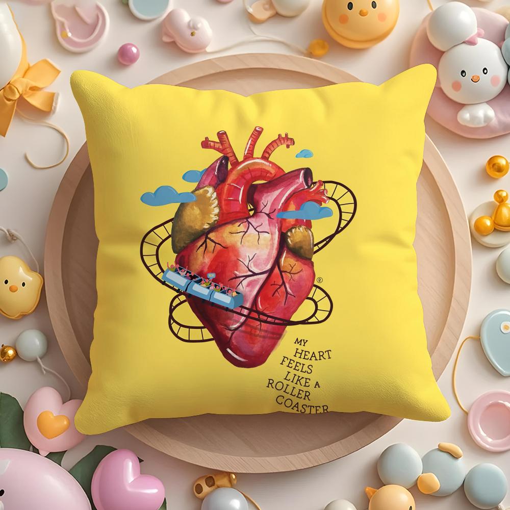Heart Art Cushion Cover Short Plush DoubleSided Printing Home Machine Washable In Warm Winter Pillow Cover