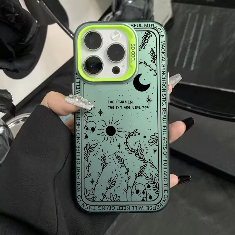 Fresh Moon Star Electroplate Silver IMD Phone Case For iPhone 15 16 Pro Max 14 13 12 11 Pro XR XS 7 8 Plus Shockproof Back Cover