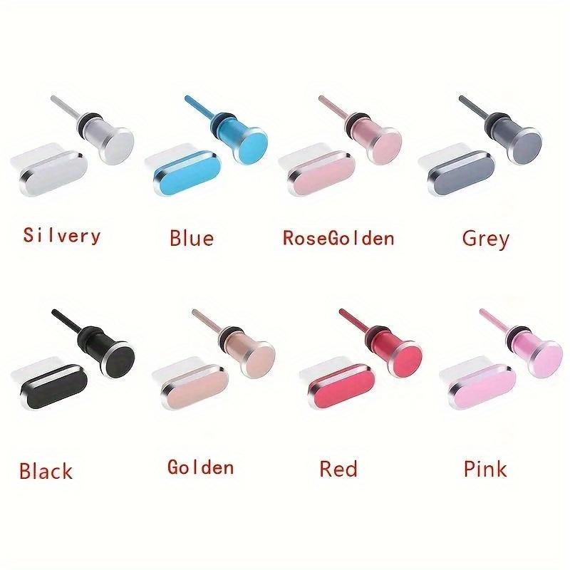1pc Colorful Metal Anti-Dust Plug for Type-C Charging Port & 1pc 3.5mm Earphone Jack Dust Plug