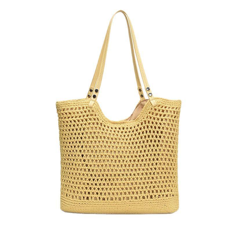 Commuter bag women's 2025 new shoulder bag seaside vacation beach bag large capacity lazy wind woven tote bag