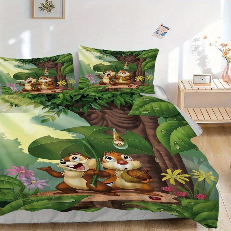 

3 шт. Комплект постельного белья с принтом Чипа и Дейла (1 Пододеяльник + 2 Наволочки, Без Наполнителей) S007 135x200cm