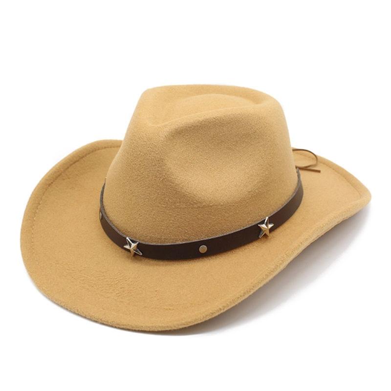 Lightweight Cowgirl Hat with Alloy Rivet Woman Ladies Cowboy Hat Party Western Style Hat Winter Outdoor Sunproof Hat