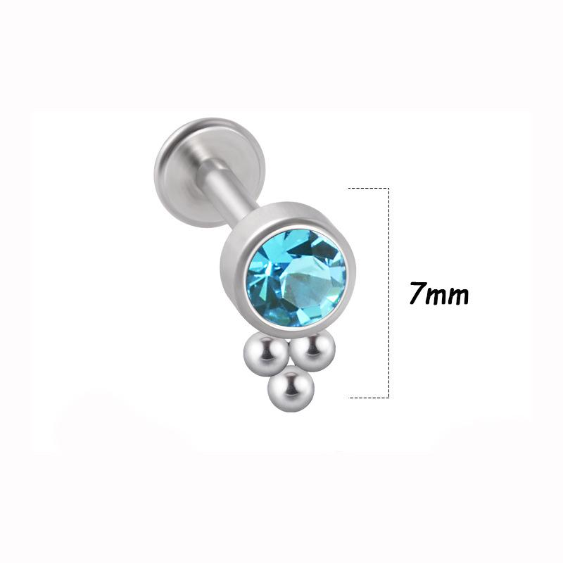 Titanium Steel 1.2 Gauge Crystal Cluster Triangle Lip & Ear Piercing Ring