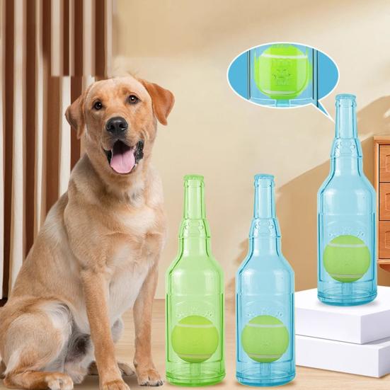 Water Bottle Dog Toy Squeaky Dog Chew Toys for Aggressive Chewers Interactive Plastic Water Bottle