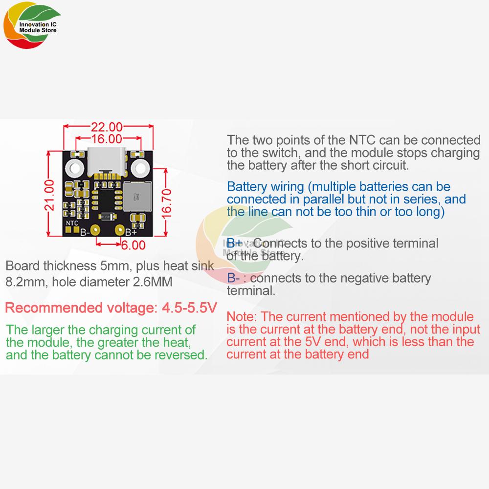 5V Charge Discharge Integrated Module 18650 Lithium Battery Charging Boost Power Board Step-up Charge Protection Module Type-C