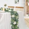 Artificial Eucalyptus Garland with Flowers Faux Floral Greenery Garland for Wedding Table Centerpiece Party Ceremony Backdrop Arch Decor